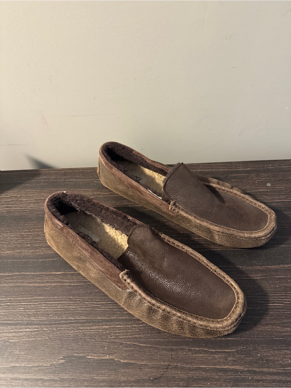 UGG Men's Brown Suede Slip-On Moccasin Loafers - 11